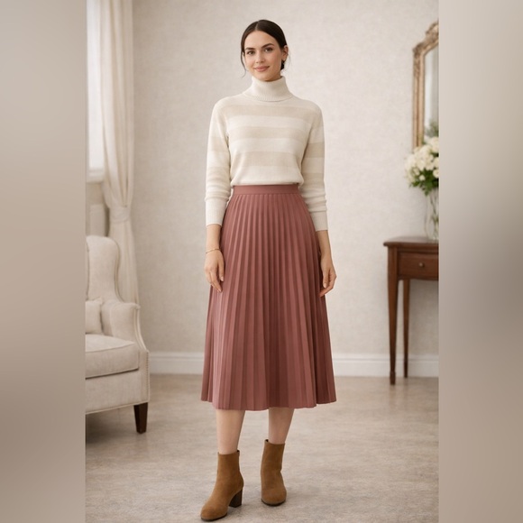Uniqlo Dresses & Skirts - Uniqlo Dusty Pink Maxi A-Line Skirt with Pleats- XS